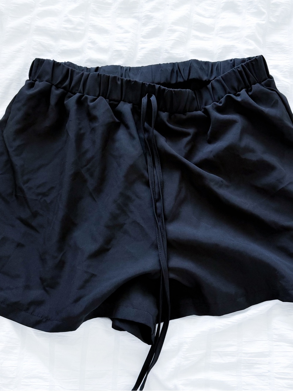 Women's Black Drawstring Lounge Shorts